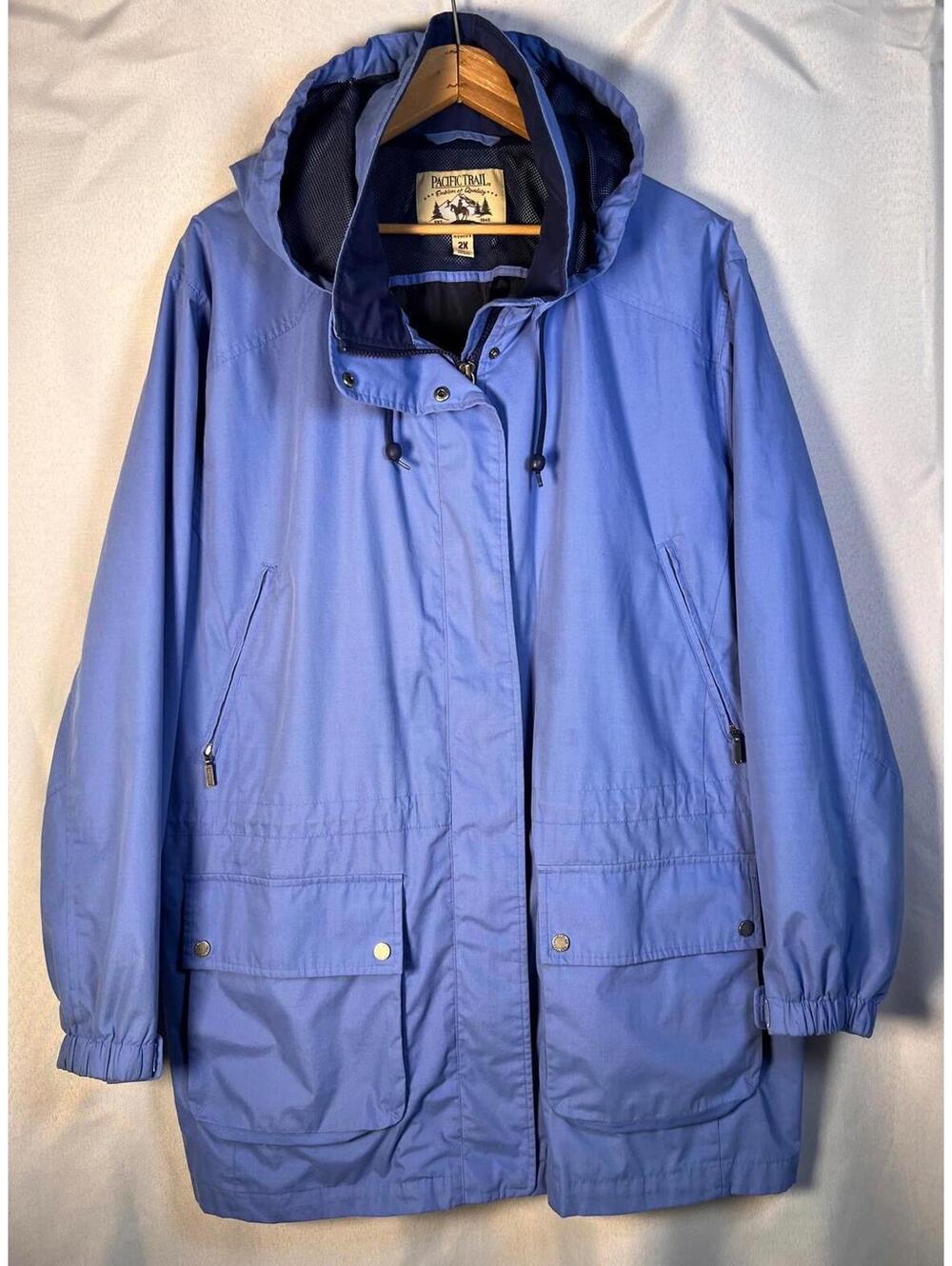 Vintage Pacific Trail Seattle Women's 2X Blue Hooded Lightweight Jacket